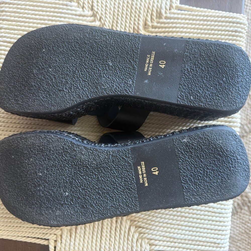 Gianna Kazakou Handmade Greek Black Leather Sandals – Size 40 (Never Worn) - Picture 4 of 8